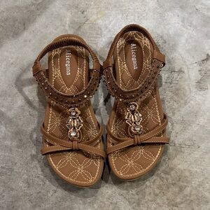 Brown Beaded Sandals